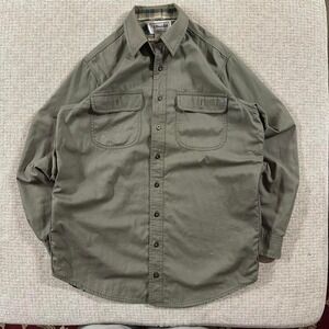 Vintage LL Bean Chamois Flannel Shirt Heavy Cotton Mens M Tall Outdoor